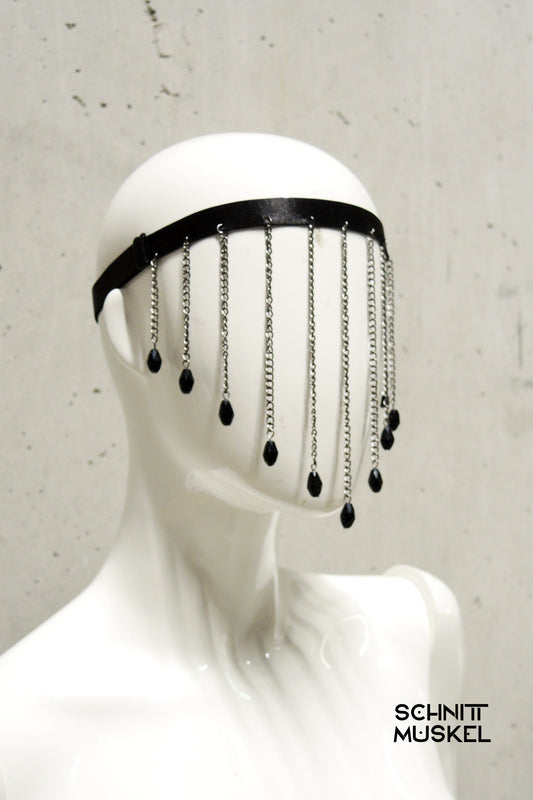 Beinharness, Strumpfband, Fetischkopfschmuck, Beinschmuck, Oberschenkelschmuck, Gothicmode, Gothicfashion, Gothicaccessoire, Gothicmaske, Gesichtsschmuck