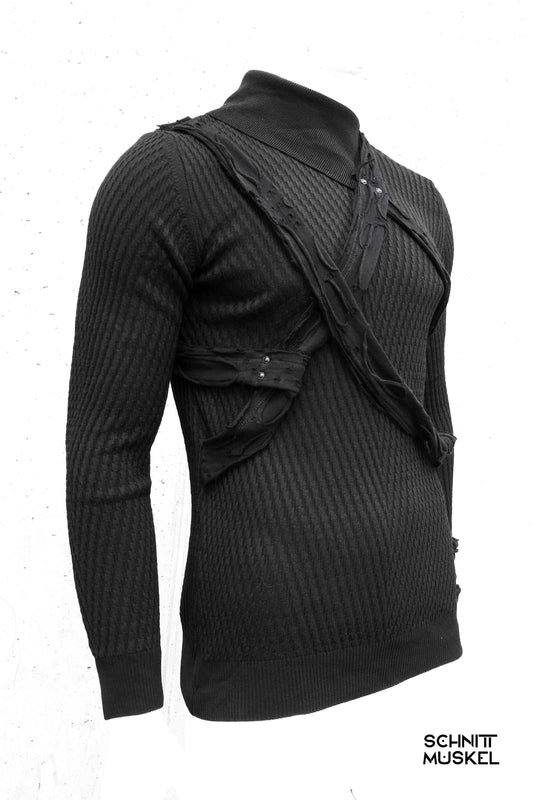 Herrenpulover Fetisch, Fetischpullover, Gothicpullover für Herren, Bondagepullover. Gothicmode für Herren