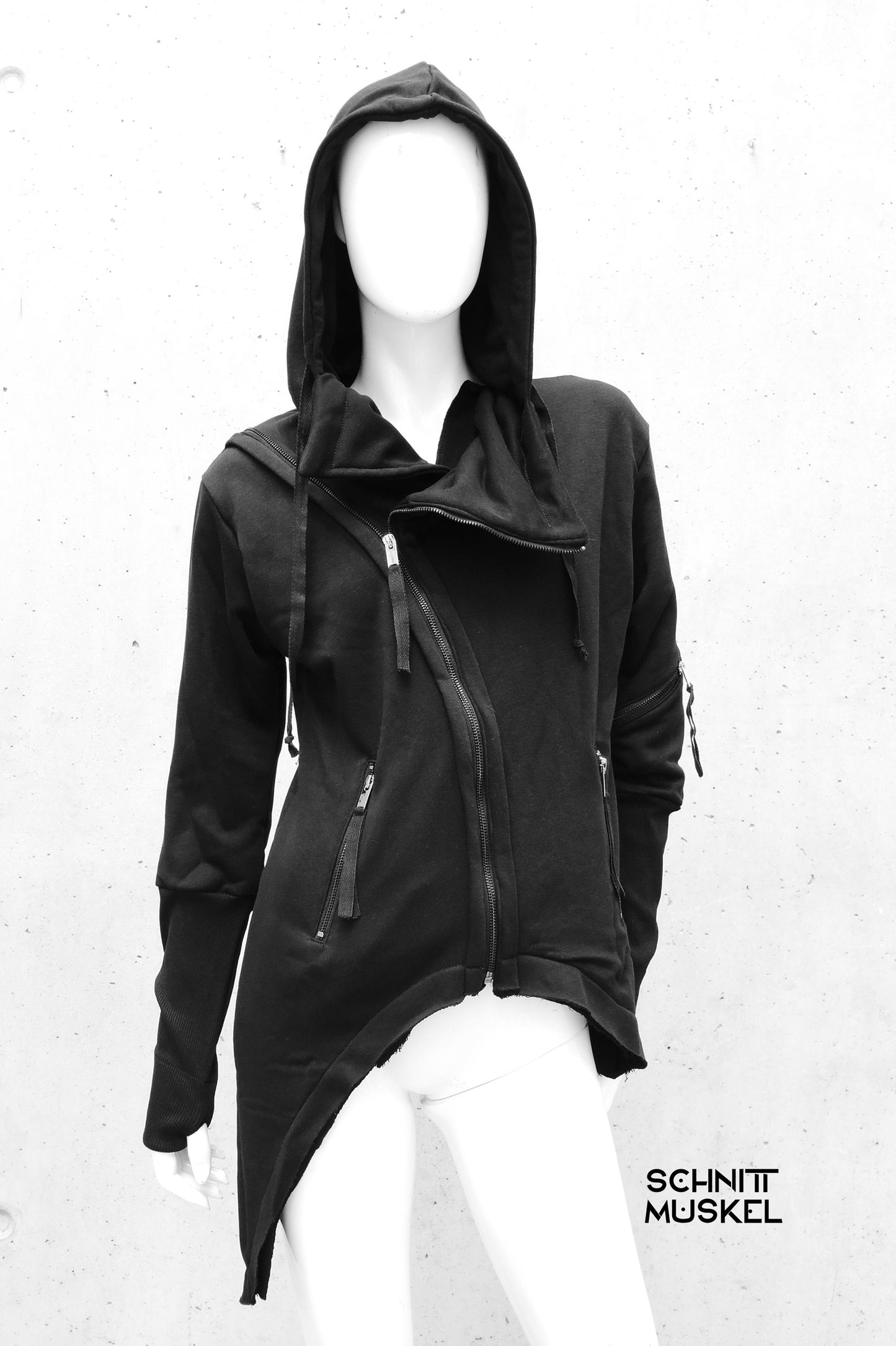 Kapuzenjacke asymmetrisch, Kapuzenjacke dark avantgarde, darkavantgarde fashion, Gothic Kapuzenjacke, Gothic Kapuzenhoodie, darkavantgarde hoodie