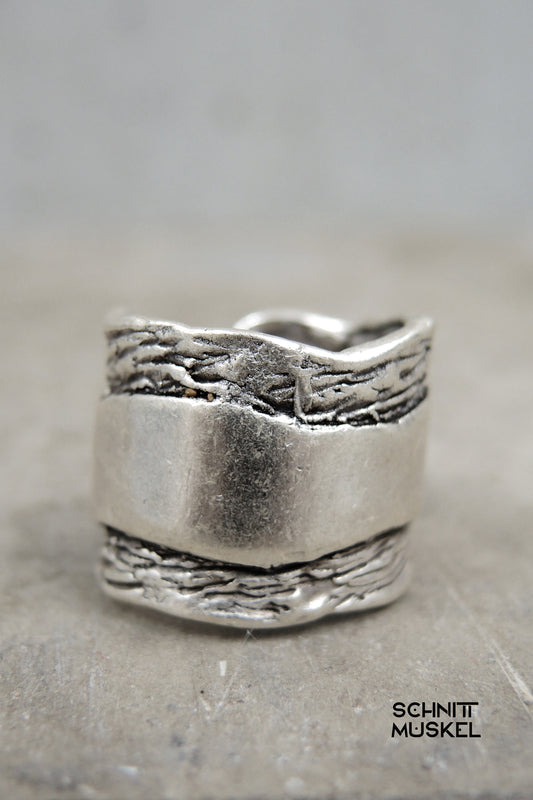 Wellenring, darkavantgarde Ring, nicht allergener Schmuck, Silberring, verstellbarer Ring