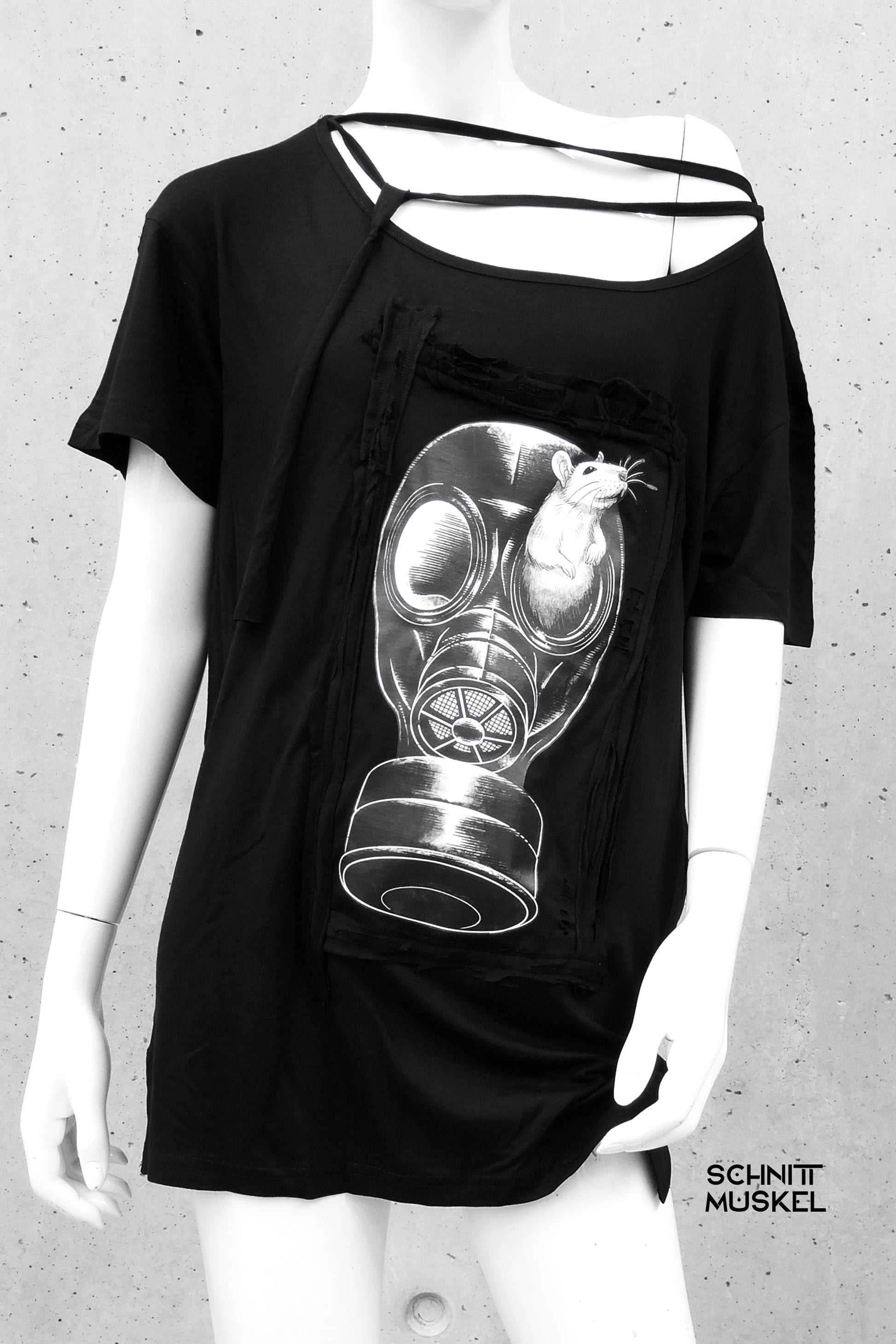 T-Shirt Ratte und Gasmaske, Gothicshirt, postapo fashion