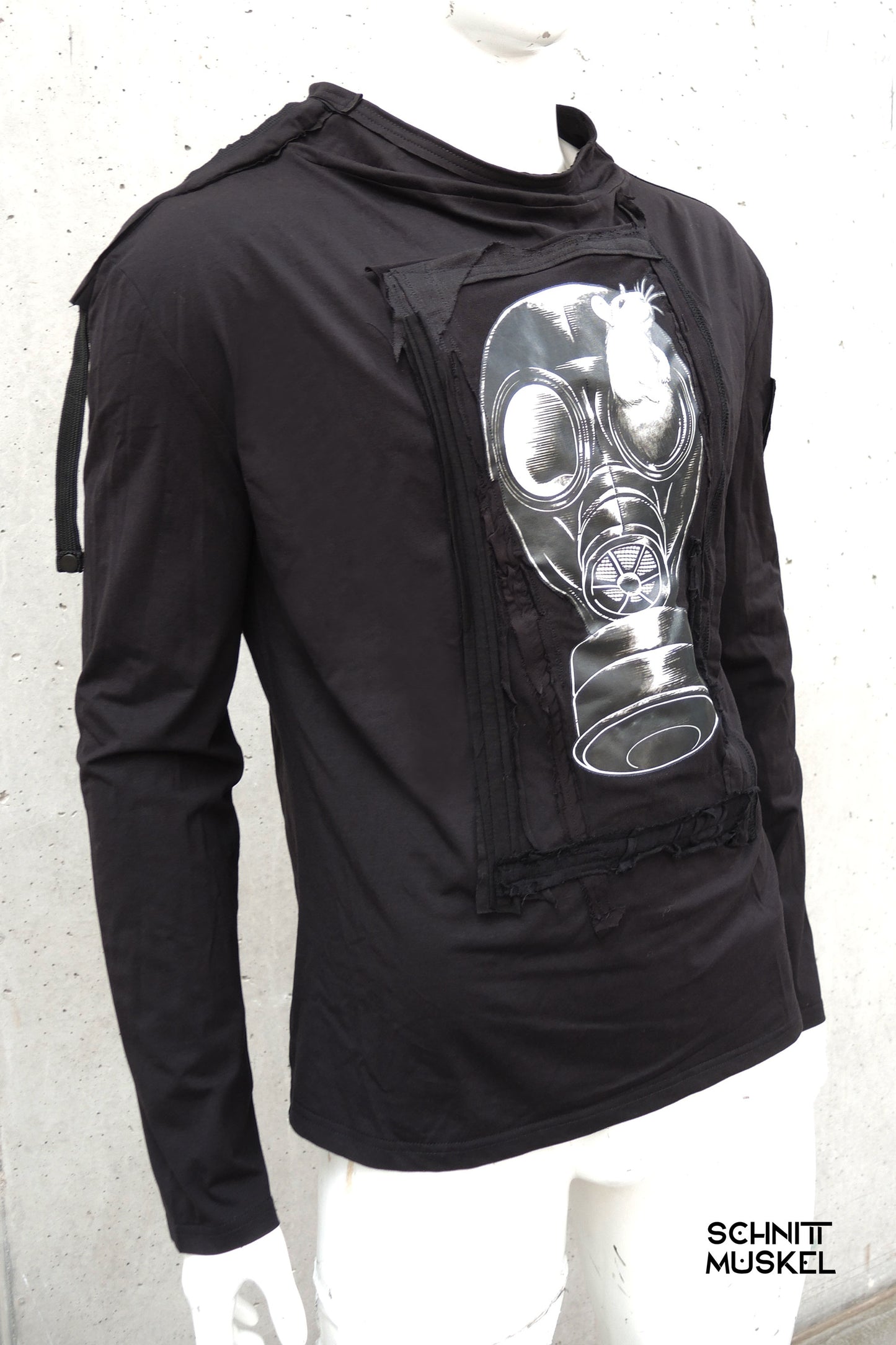 postapokalyptisches Shirt, Ratte und Gasmaske, Gasmaskenshirt, Rattenshirt, Gothicmode für Herren, darkcyberfashion, darkcyberclothing, postapo